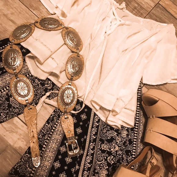 Vintage Leather Boho Belt - Picture 1 of 8